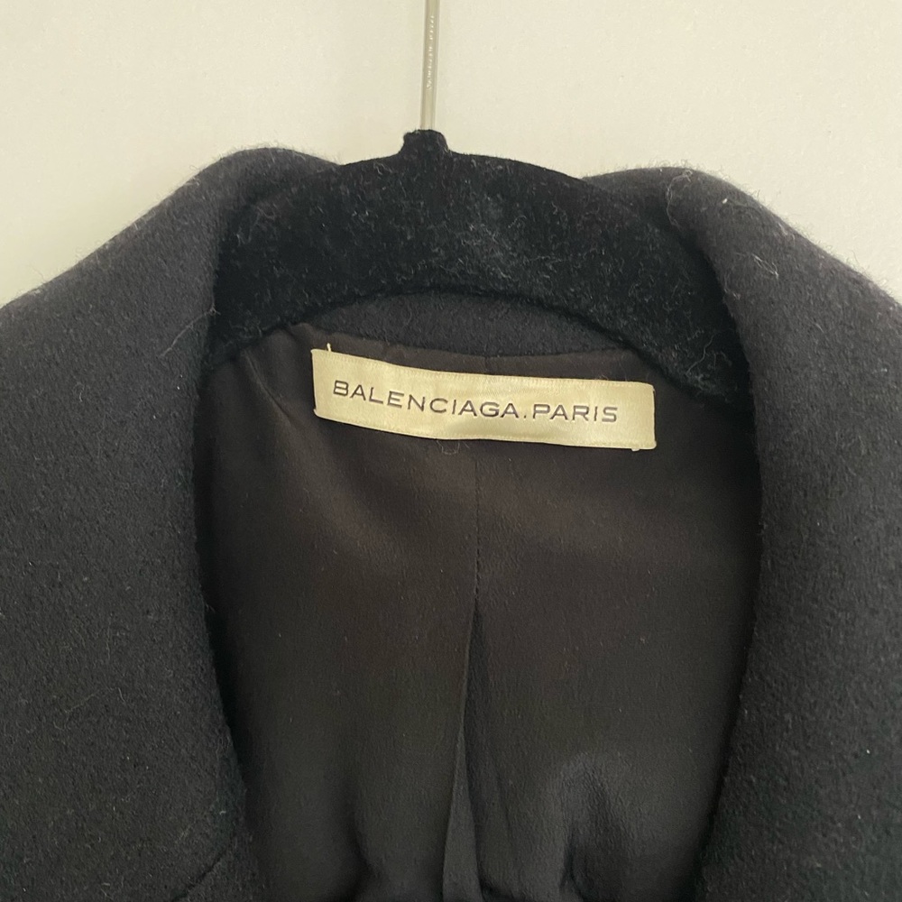 Balenciaga Black Double-Breasted Wool Trench Coat - Picture 3 of 4
